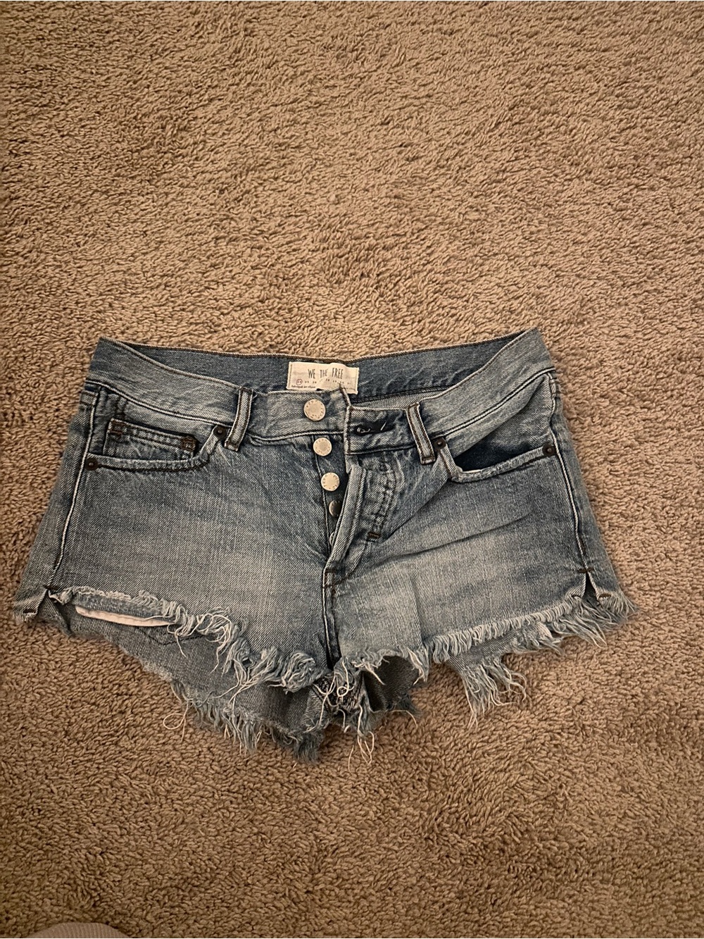 FREE PEOPLE - We The Free Denim Frayed Hem Women’s Shorts